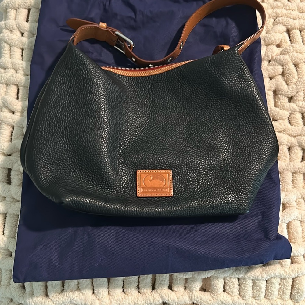 Dooney & Bourke Black and Tan Pebbled Leather Women's Bag